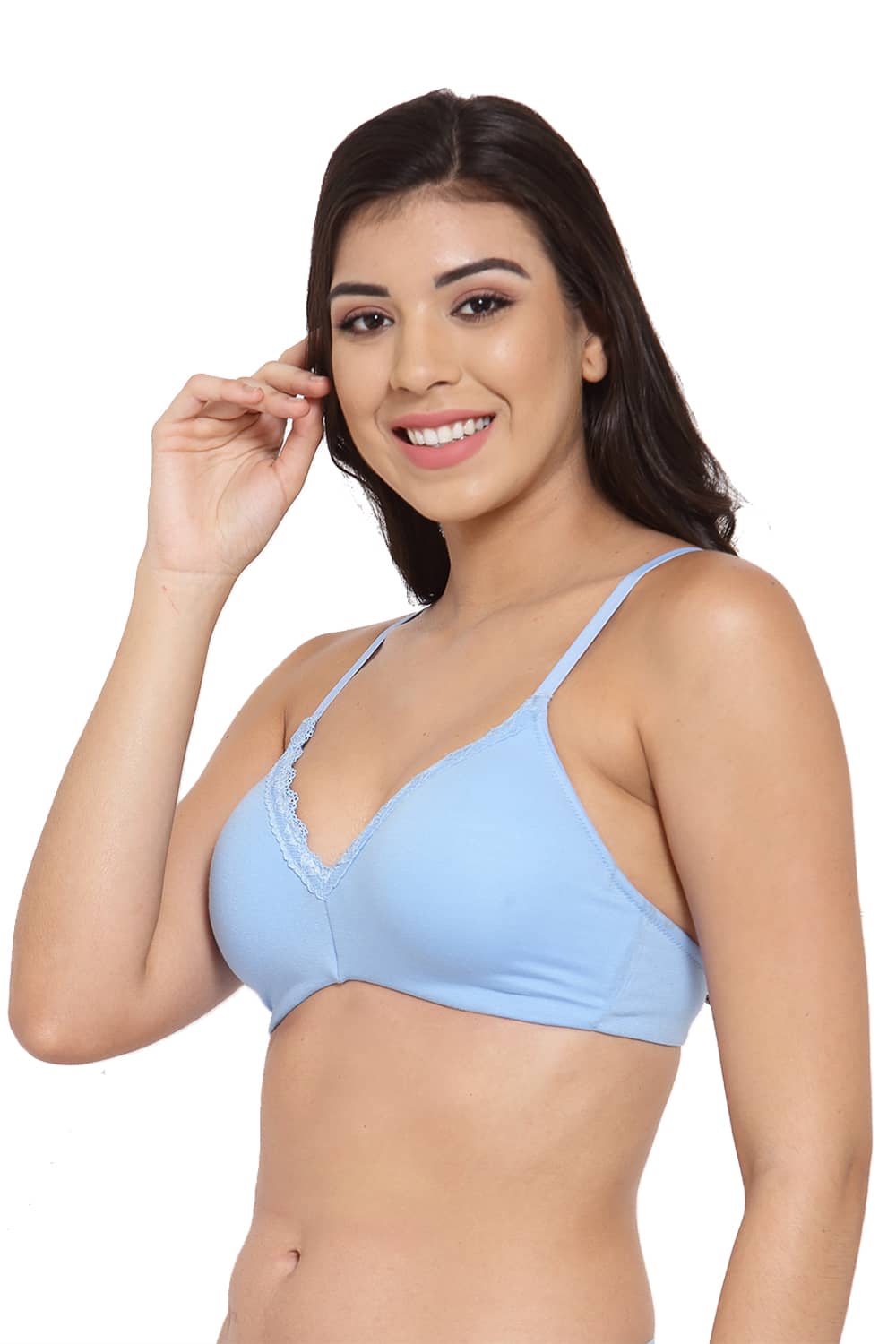 Organic Cotton Antimicrobial Padded Bra-ISB105-Sky Blue-