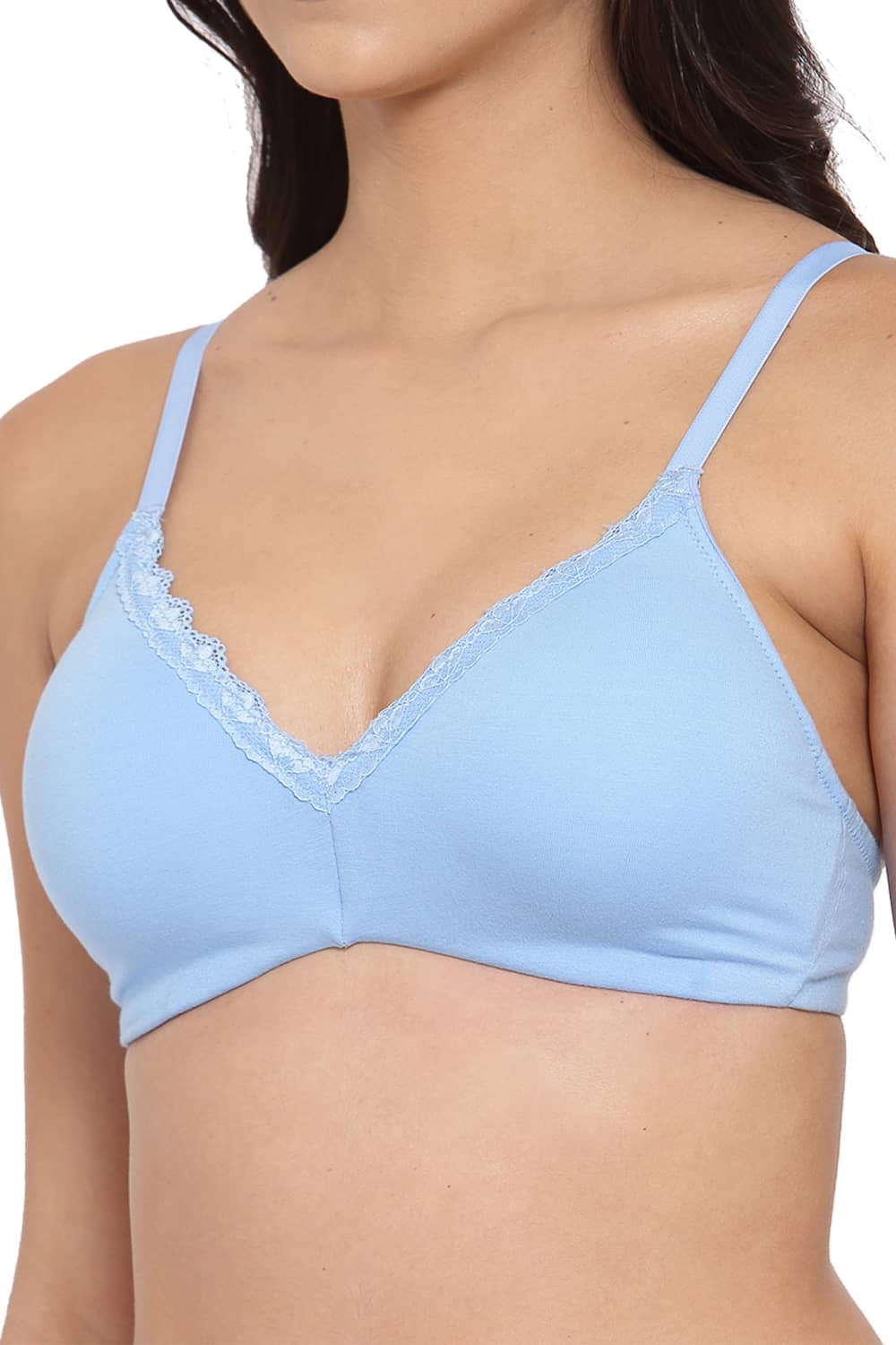 Organic Cotton Antimicrobial Padded Bra-ISB105-Sky Blue-