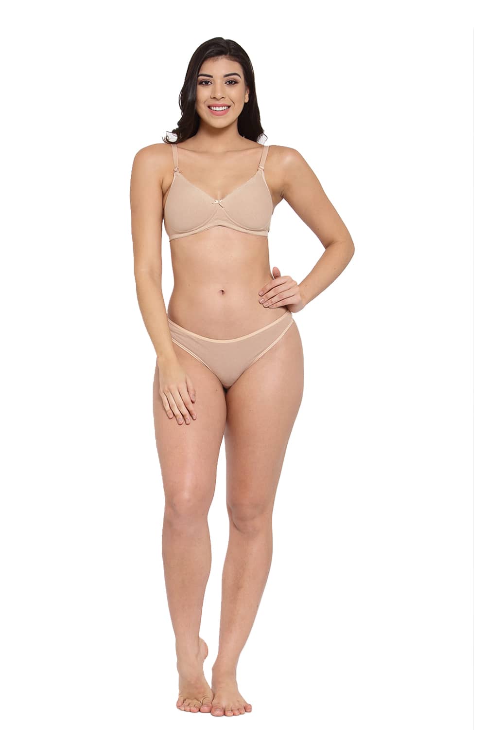 Organic Cotton Antimicrobial Padded t-shirt Bra & Panty Set-ISBP104_ISP054-Skin-