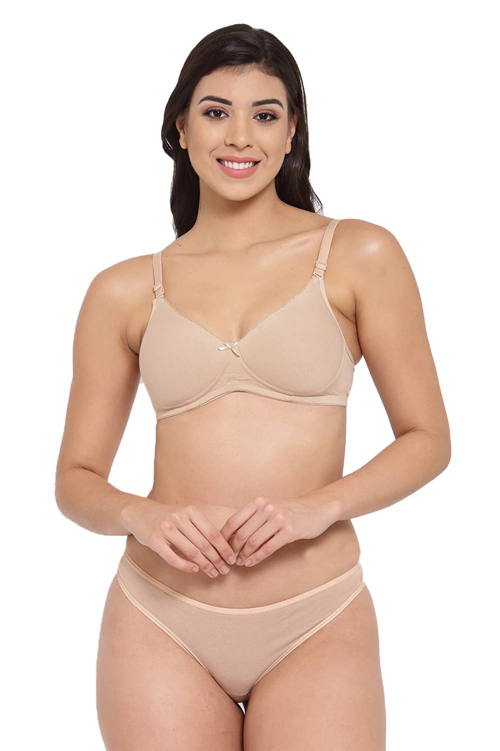 Organic Cotton Antimicrobial Padded t-shirt Bra & Panty Set-ISBP104_ISP054-Skin-