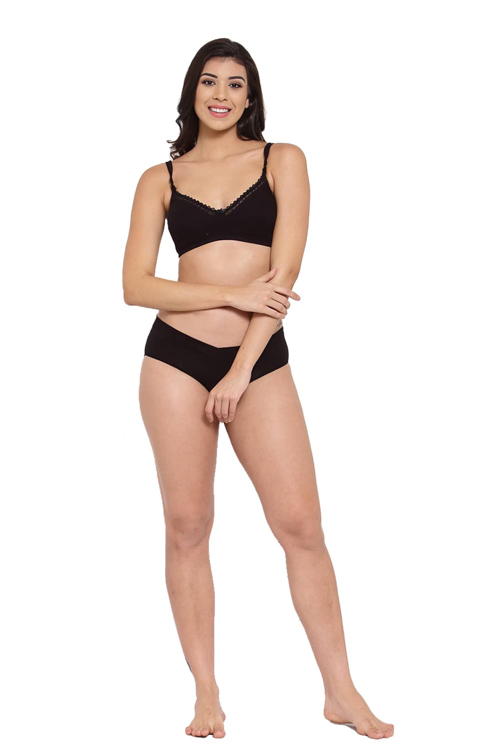 Organic Cotton Antimicrobial Soft Nursing Bra & Panty-IMBP002B_IMP004-Black-