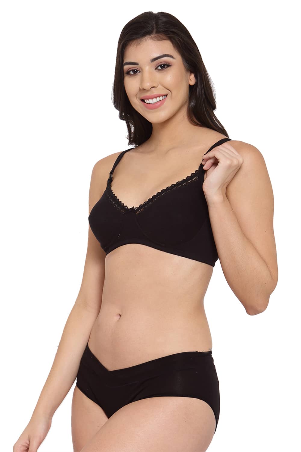 Organic Cotton Antimicrobial Soft Nursing Bra & Panty-IMBP002B_IMP004-Black-