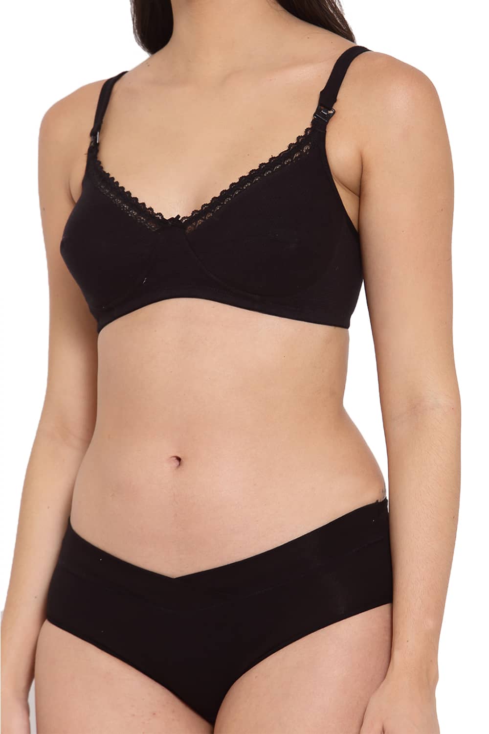 Organic Cotton Antimicrobial Soft Nursing Bra & Panty-IMBP002B_IMP004-Black-