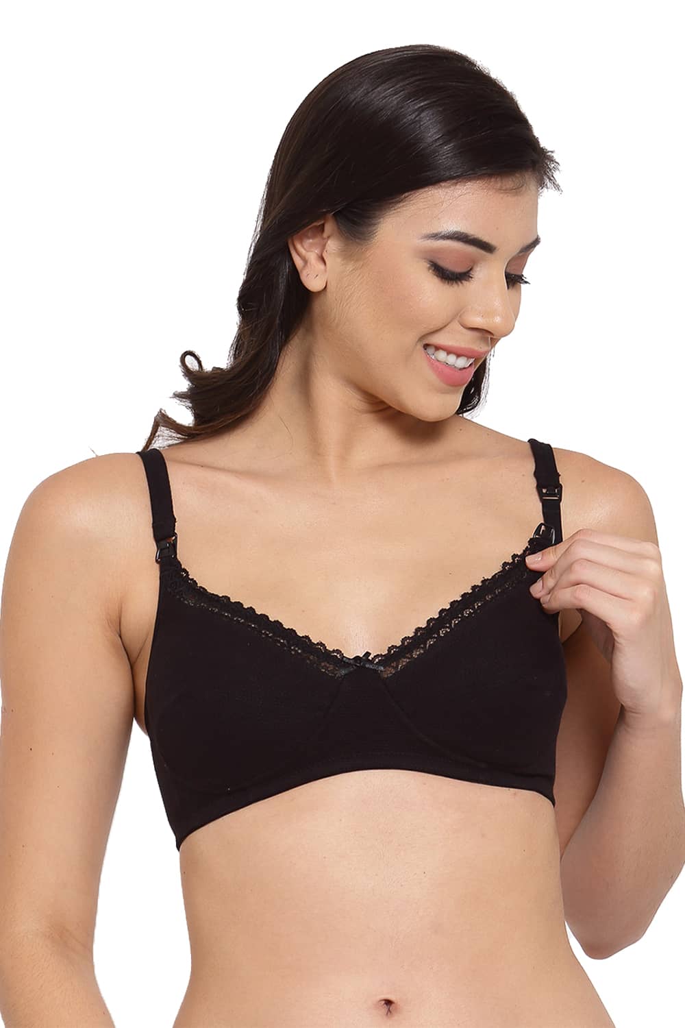 Organic Cotton Antimicrobial Soft Nursing Bra & Panty-IMBP002B_IMP004-Black-
