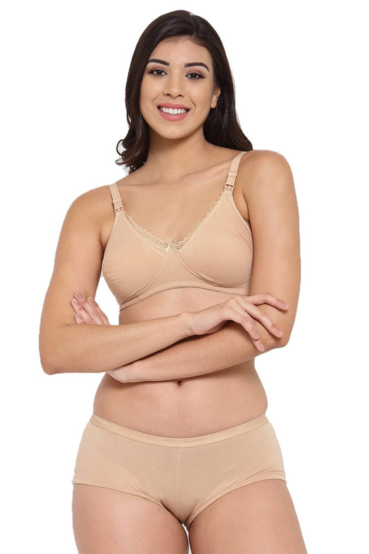 Organic Cotton Antimicrobial Soft Nursing Bra & Panty-IMBP003D_ISP038-Skin-