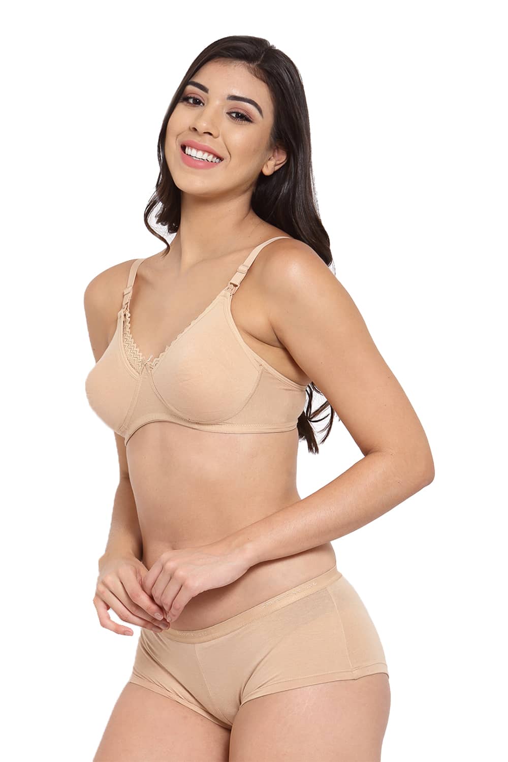 Organic Cotton Antimicrobial Soft Nursing Bra & Panty-IMBP003D_ISP038-Skin-