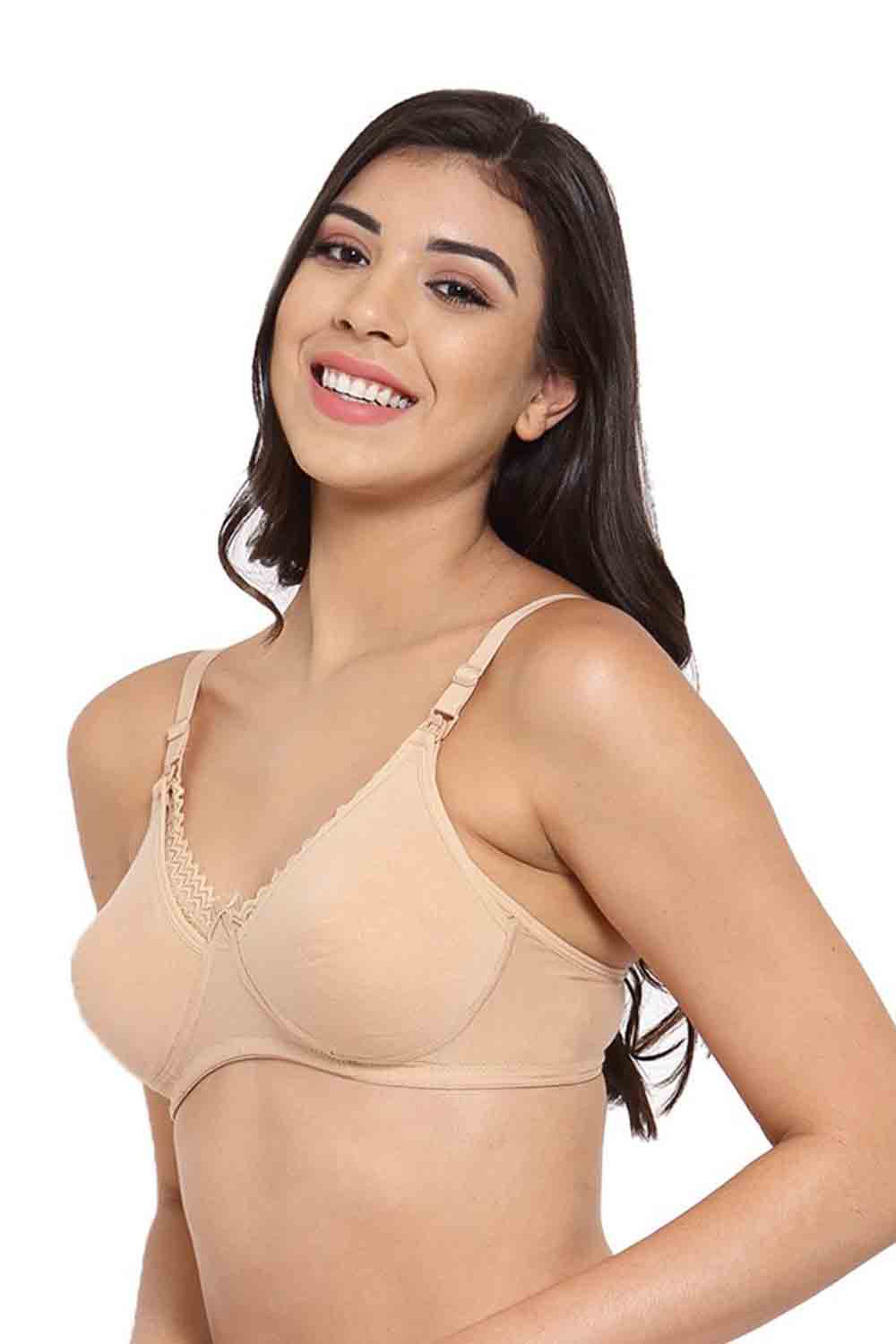 Organic Cotton Antimicrobial Laced Soft Nursing Bra (Pack of 2)-IMB003B_IMB003D