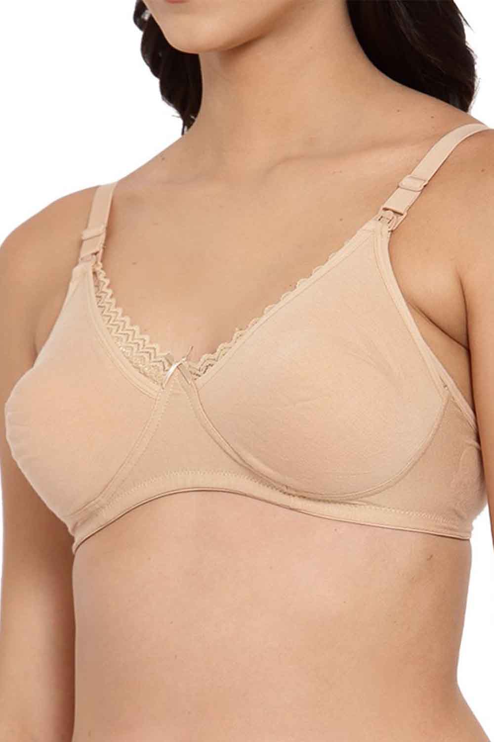 Organic Cotton Antimicrobial Laced Soft Nursing Bra (Pack of 2)-IMB003B_IMB003D