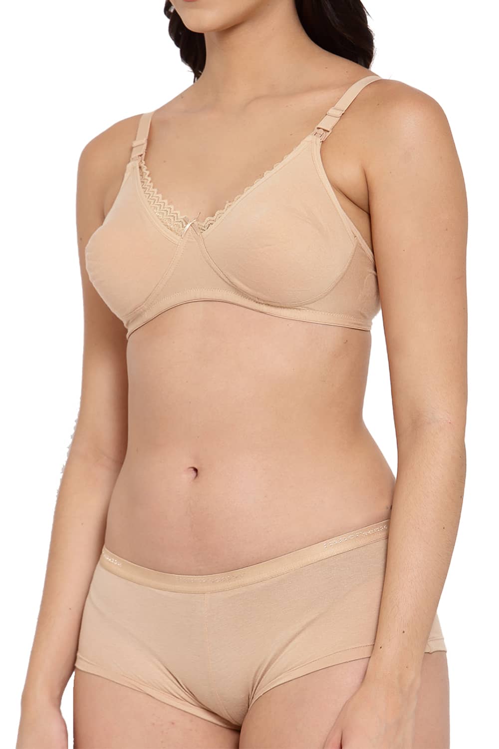 Organic Cotton Antimicrobial Soft Nursing Bra & Panty-IMBP003D_ISP038-Skin-