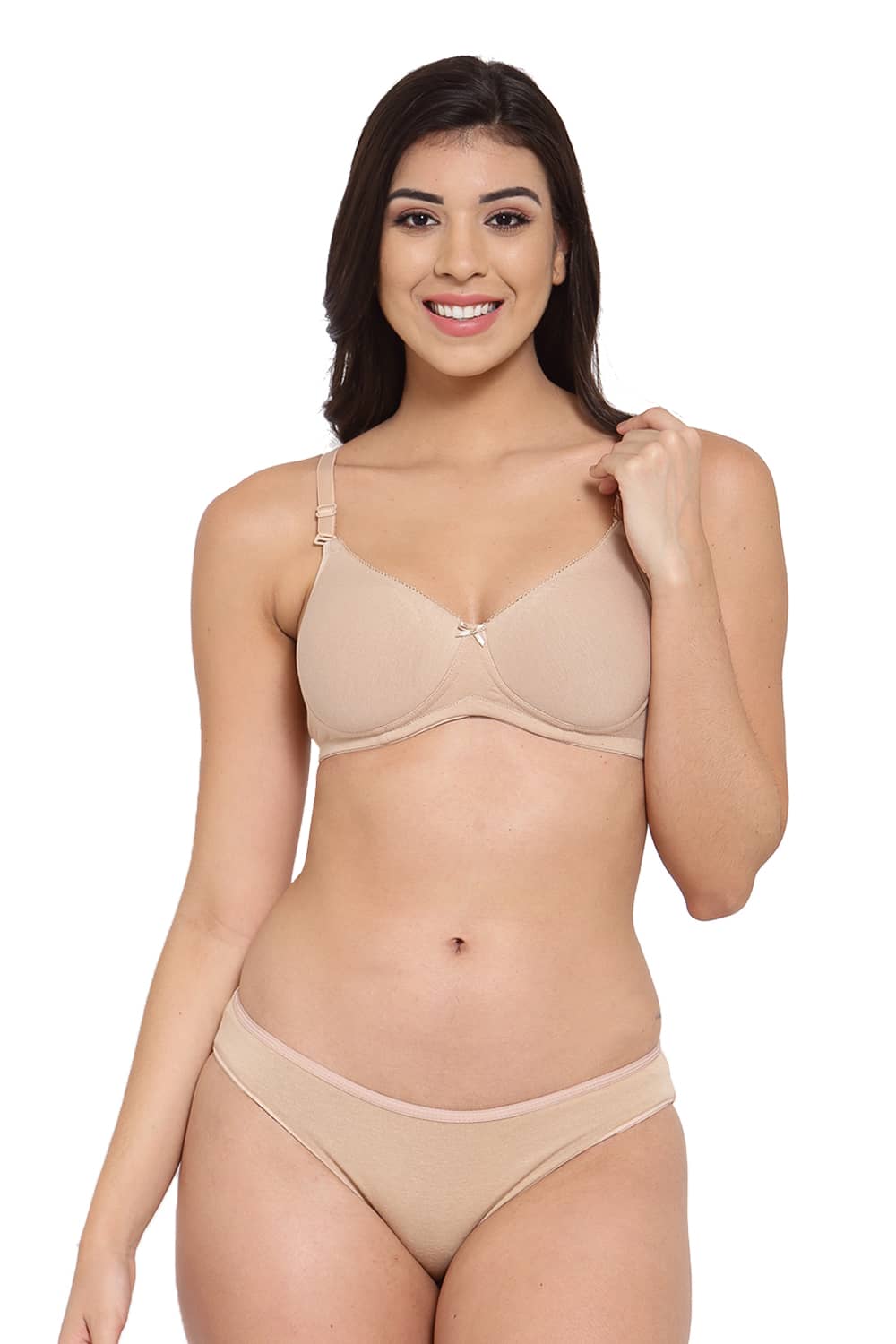 Organic Cotton Antimicrobial Padded t-shirt Bra & Panty Set-ISBP104_IMP004A-Skin-