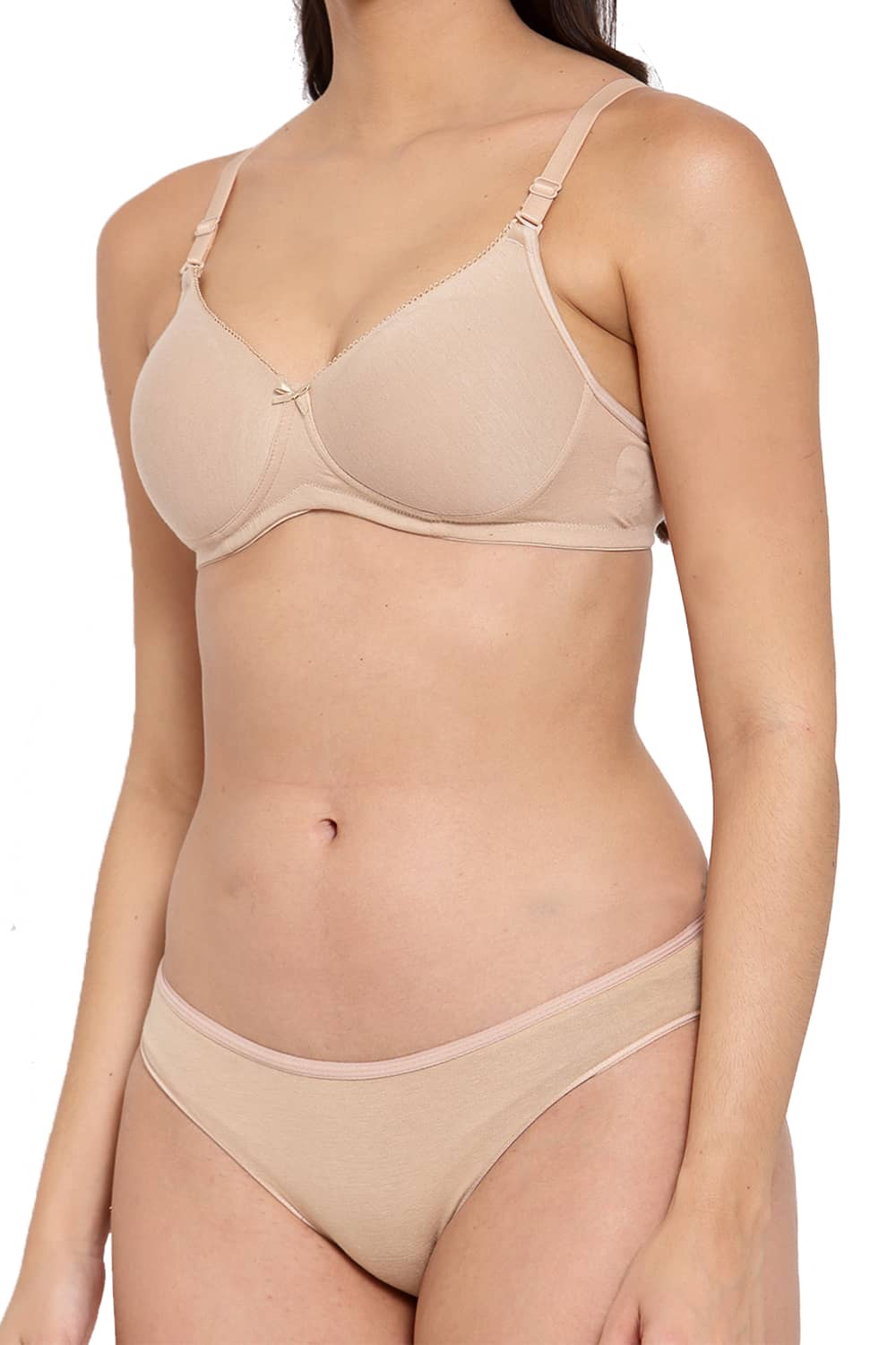 Organic Cotton Antimicrobial Padded t-shirt Bra & Panty Set-ISBP104_IMP004A-Skin-