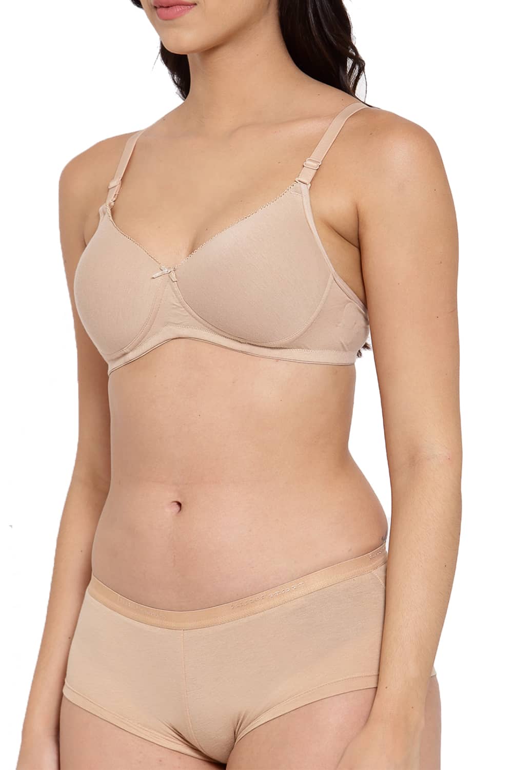 Organic Cotton Antimicrobial Padded t-shirt Bra & Panty Set-ISBP104_ISP038-Skin-