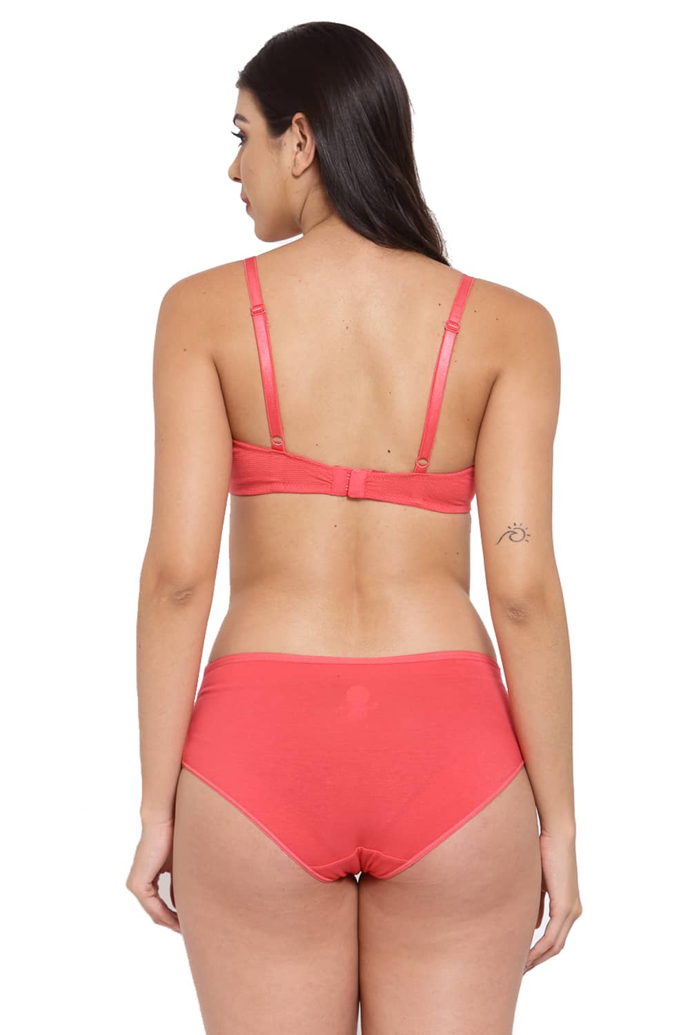 Organic Cotton Antimicrobial Underwired Plunge Bra & Panty-ISBP107_IMP102-Bright Pink-