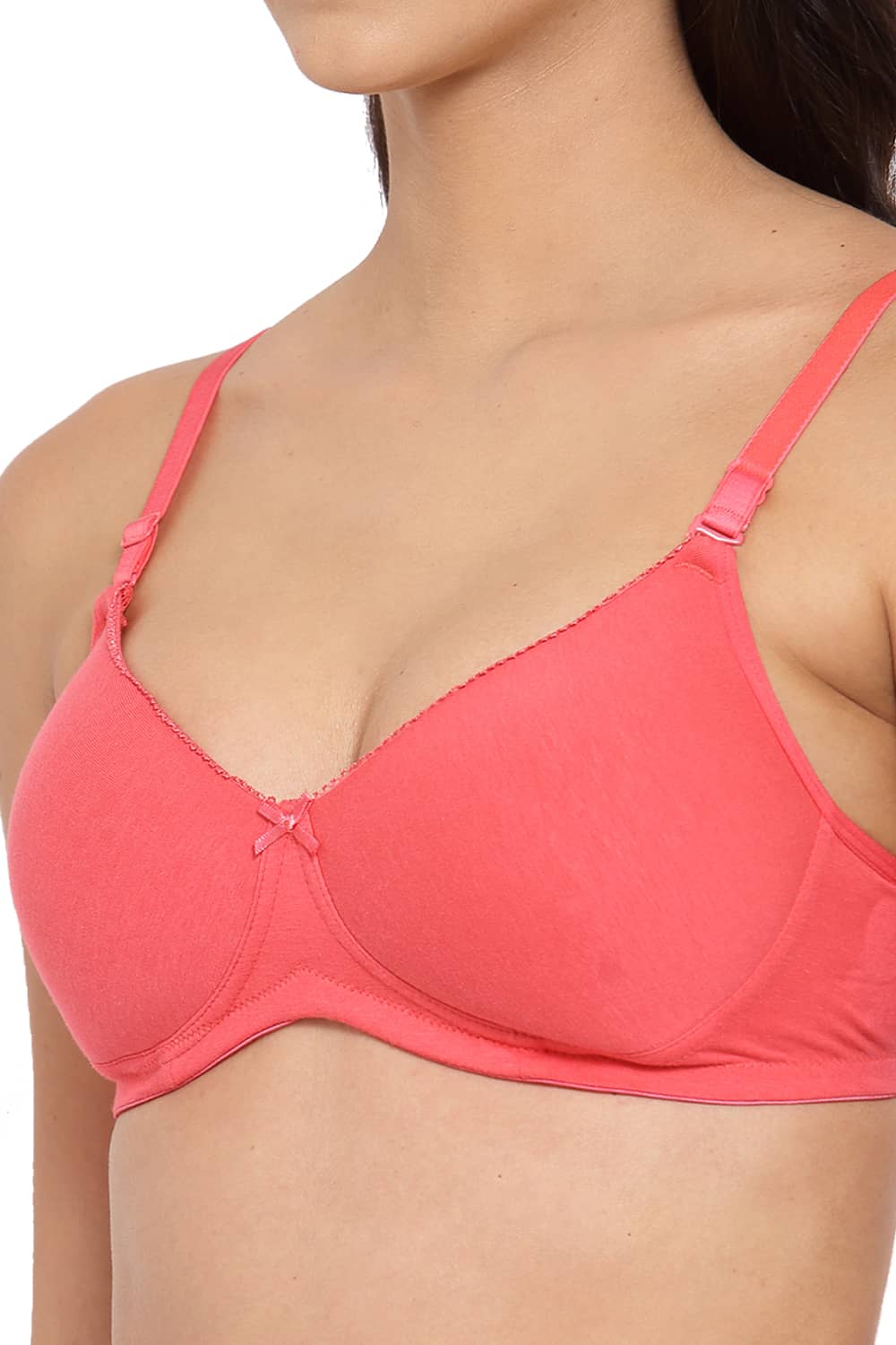 Organic Cotton Antimicrobial Padded t-shirt Bra-ISB104-Bright Pink-