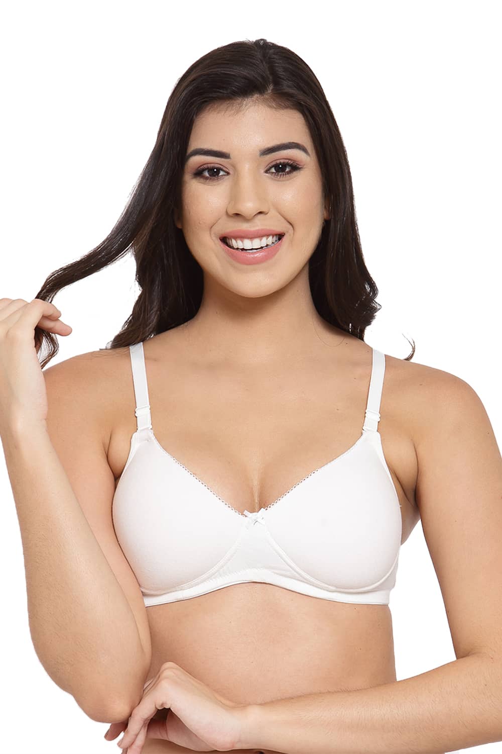 Organic Cotton Antimicrobial Padded t-shirt Bra-ISB104-Milky White-
