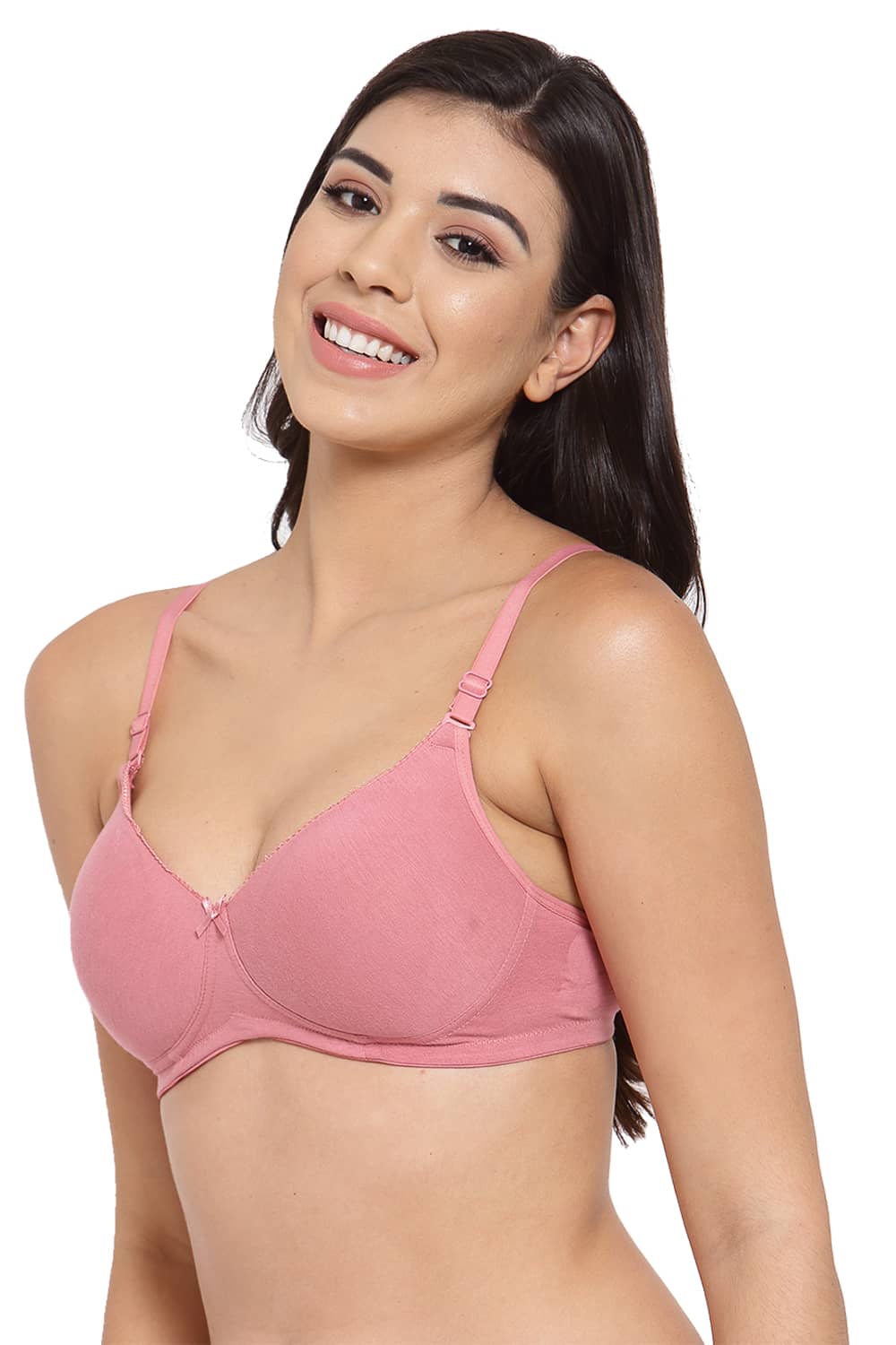 Buy online Pink Cotton Tshirt Bra from lingerie for Women by