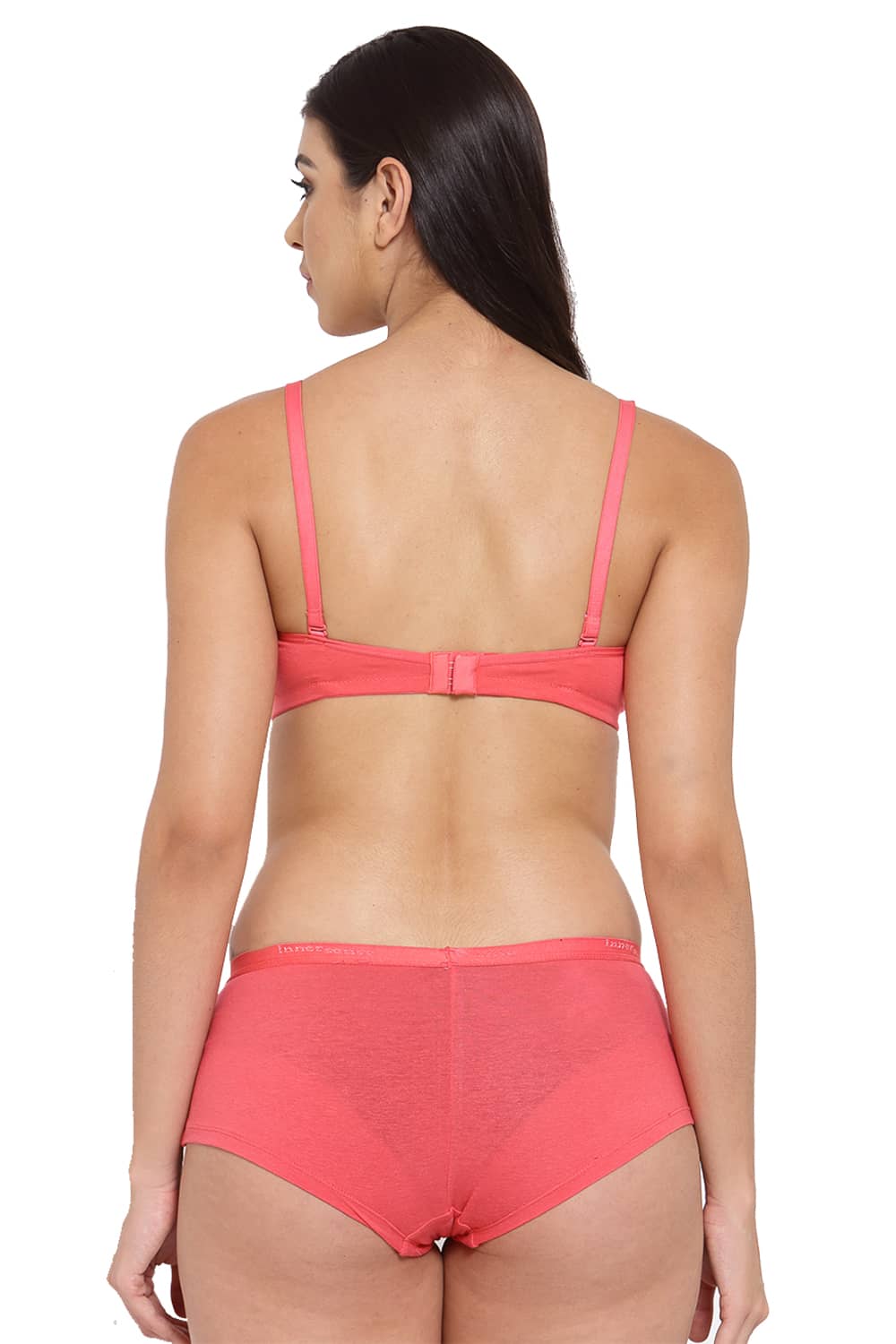 Organic Cotton Antimicrobial Padded t-shirt Bra & Panty Set-ISBP104_ISP038-Bright Pink-