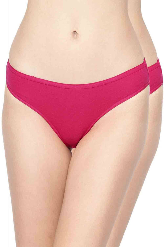 Organic Cotton Antimicrobial Bikini (Pack Of 2)-IMP004-Fuchsia_Fuchsia-