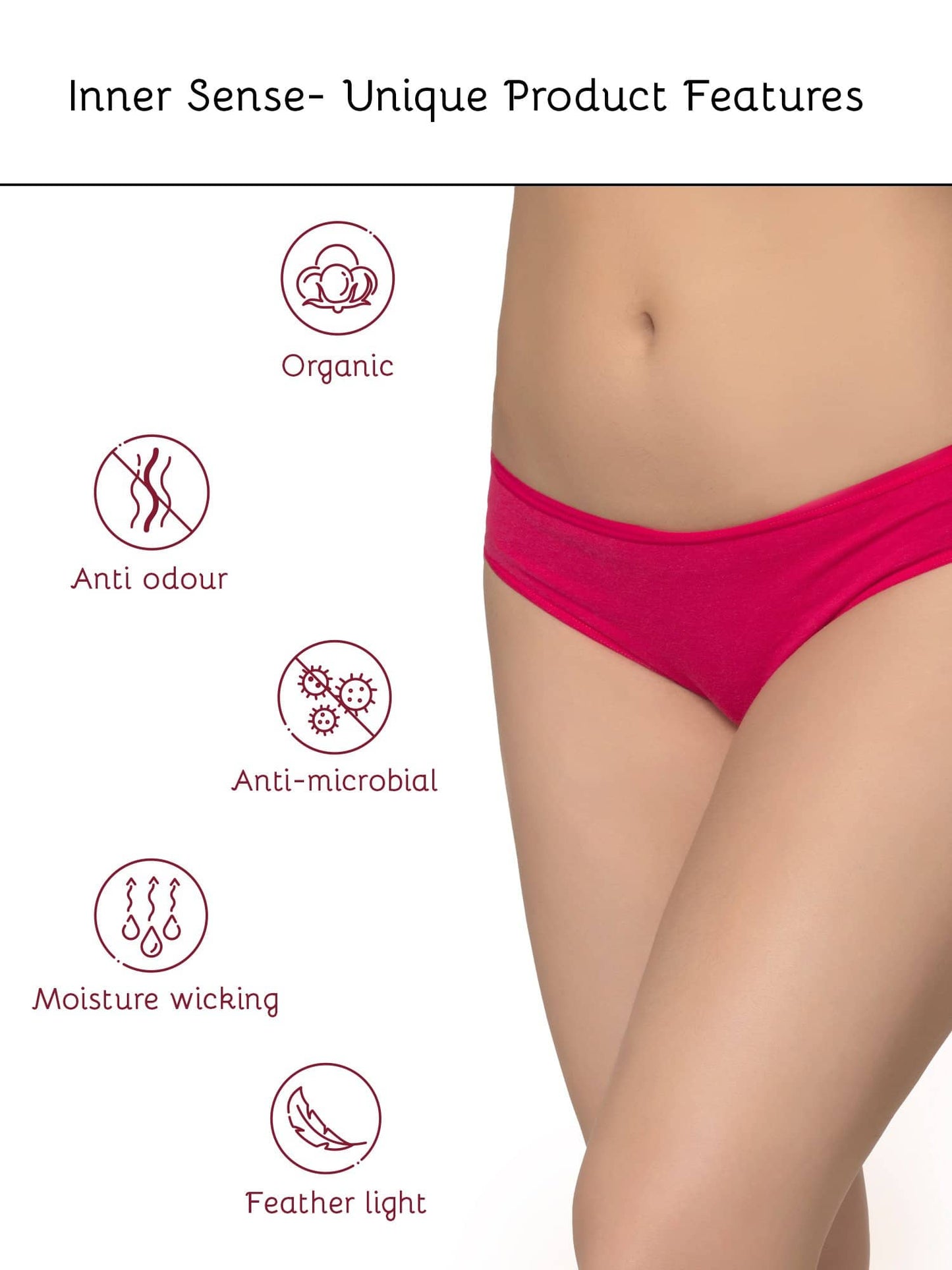 Organic Cotton Antimicrobial Bikini (Pack of 3)-IMPC004-Black_Fuschia_Navy Blue-