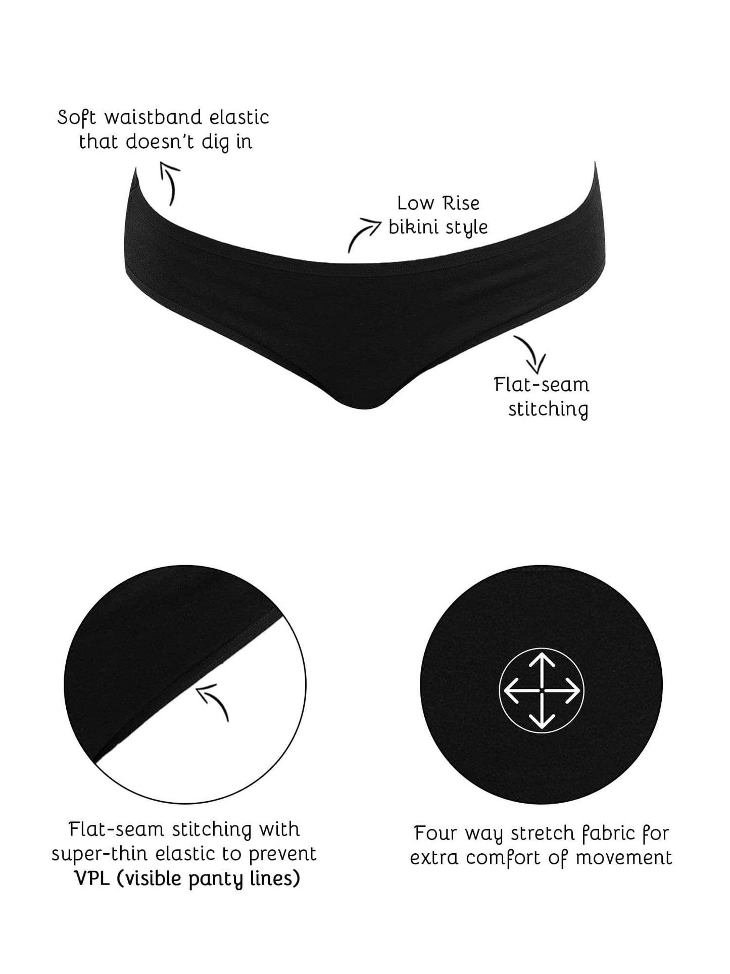 Organic Cotton Antimicrobial Bikini (Pack Of 2)-IMP004-Black_Black-
