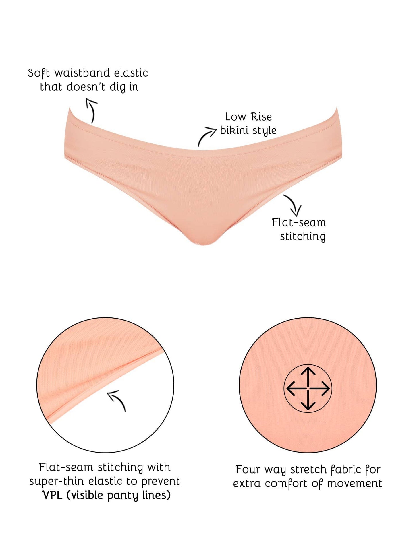 Organic Cotton Antimicrobial Bikini (Pack Of 2)-IMP004-Peach_Peach-