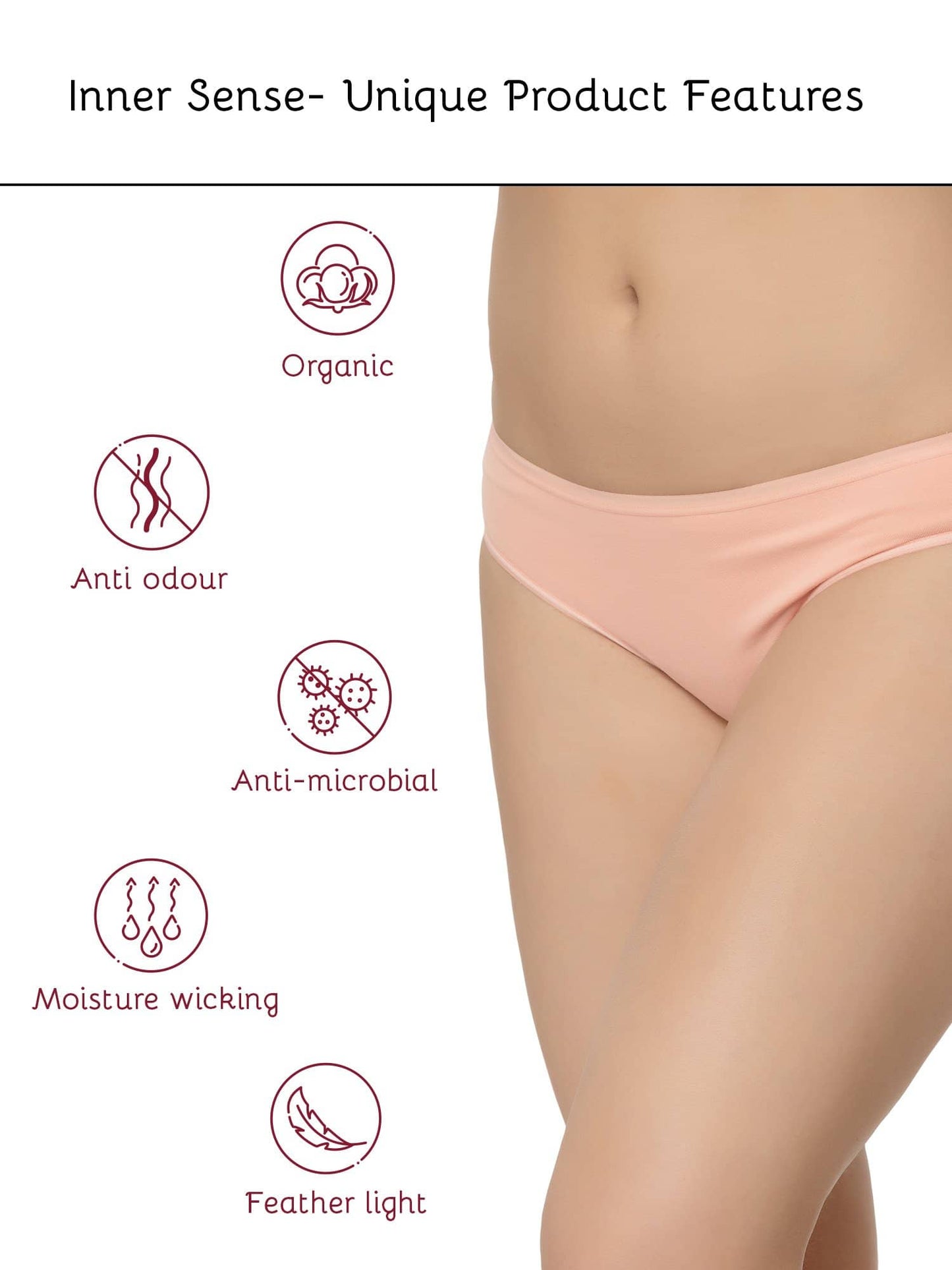 Organic Cotton Antimicrobial Bikini (Pack Of 2)-IMP004-Peach_Peach-
