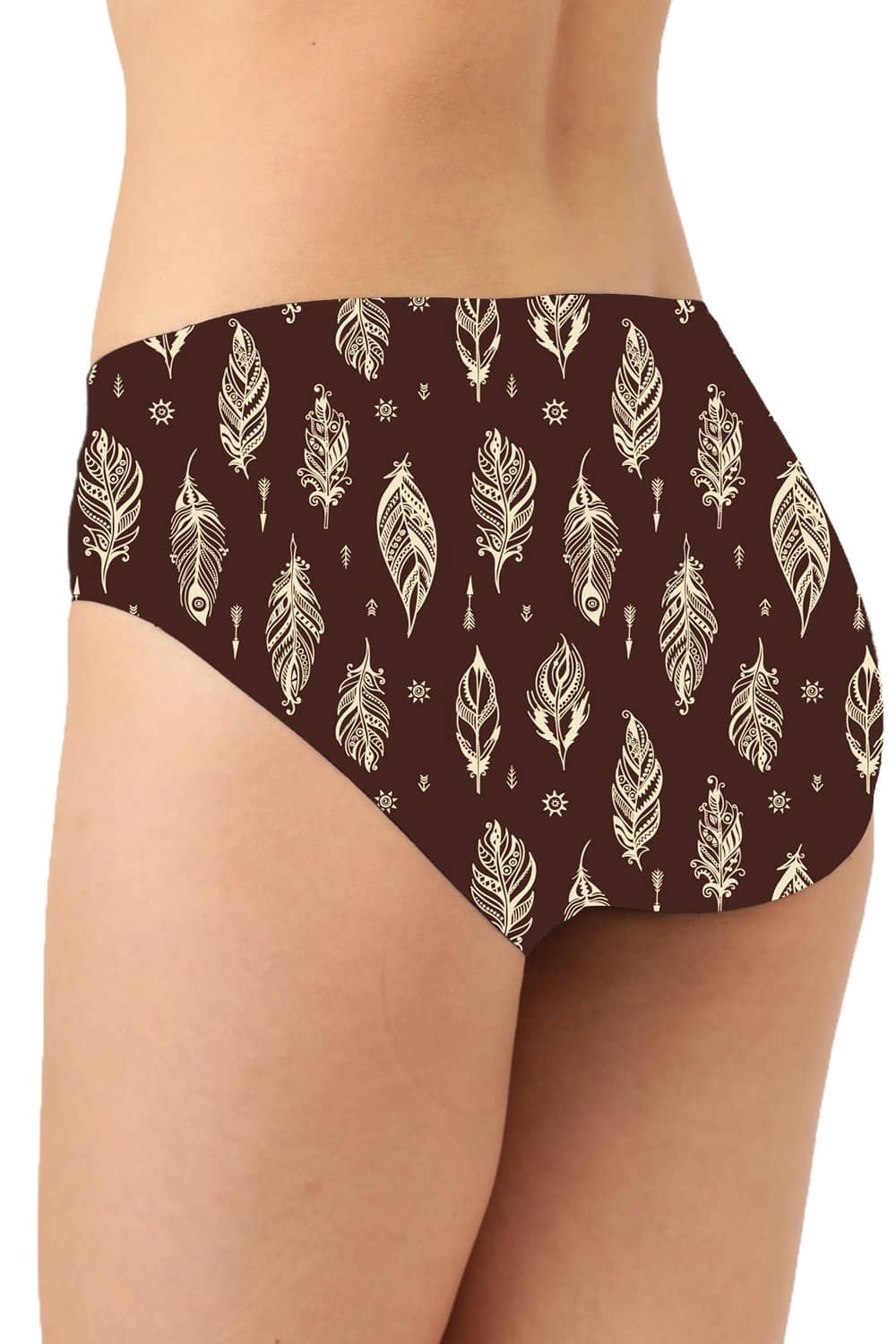Organic Cotton Antimicrobial Maternity Panty (Pack Of 3)-IMP102-Skin_Bright Pink_Feather Print-