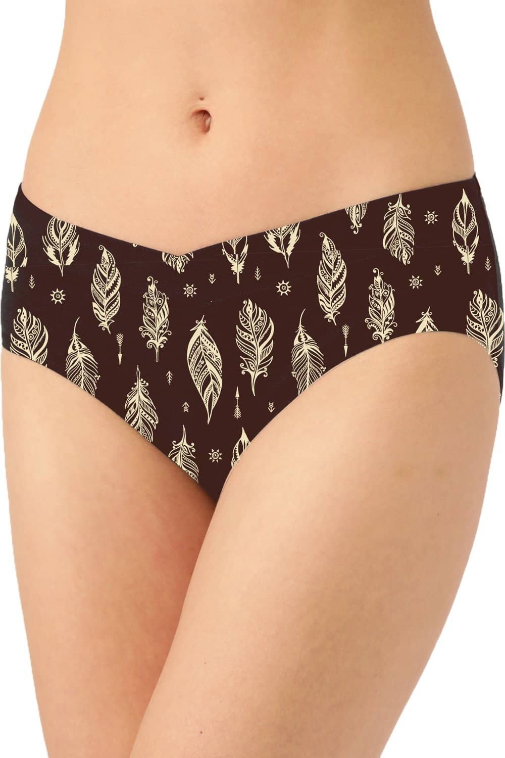 Organic Cotton Antimicrobial Maternity Panty (Pack Of 3)-IMP102-Skin_Bright Pink_Feather Print-