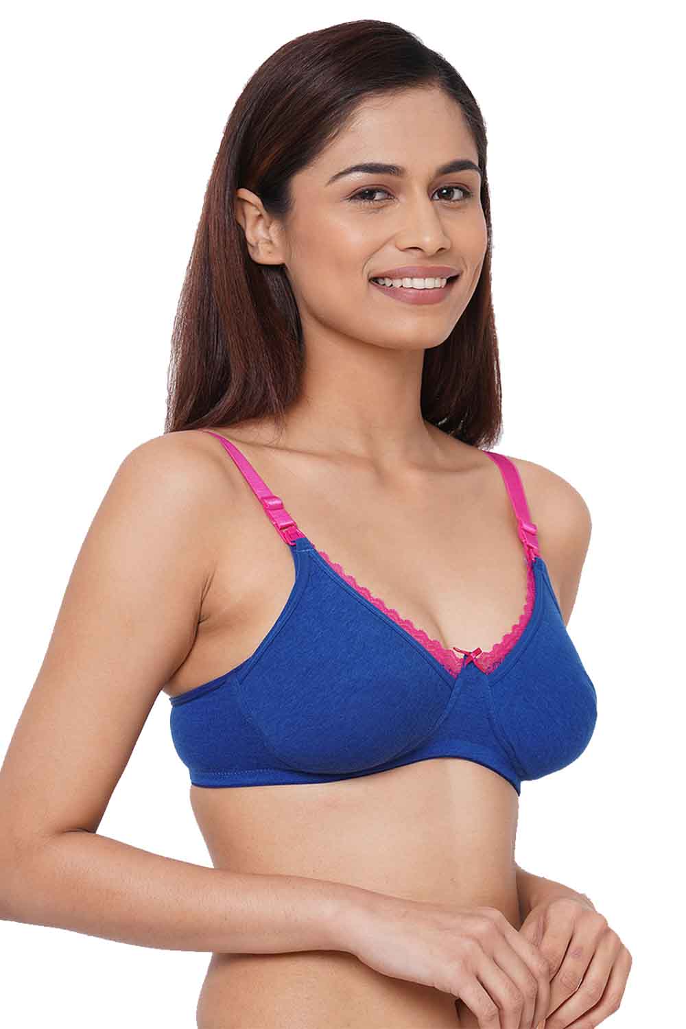 Organic Cotton Antimicrobial Laced Soft Nursing Bra-IMB003A