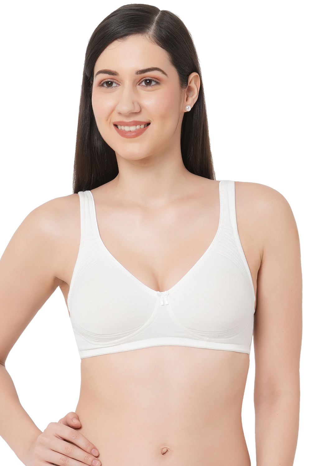 Organic Cotton Antimicrobial Seamless Side Support Bra-ISB057-Milky White-
