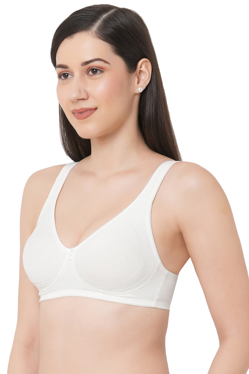 Organic Cotton Antimicrobial Seamless Side Support Bra-ISB057-Milky White-
