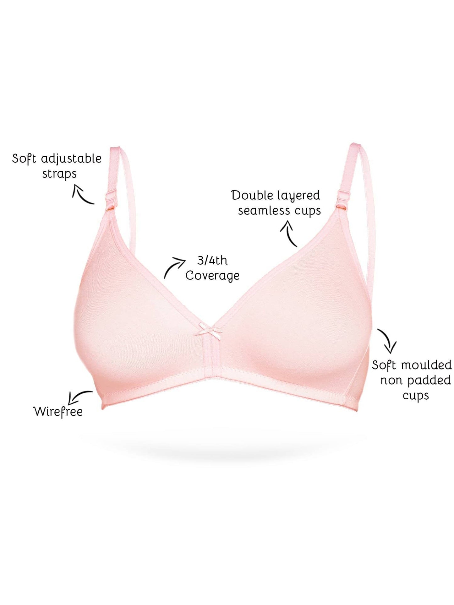 Organic Cotton Antimicrobial Seamless Triangular bra-ISB002-Pink-
