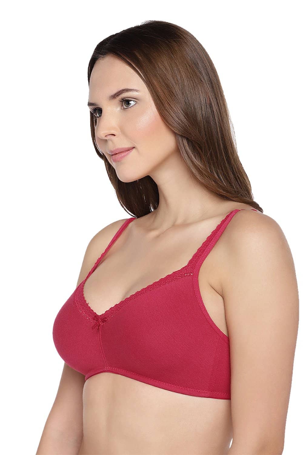 Organic Cotton Antimicrobial Soft Laced Bra-ISB017-Maroon-