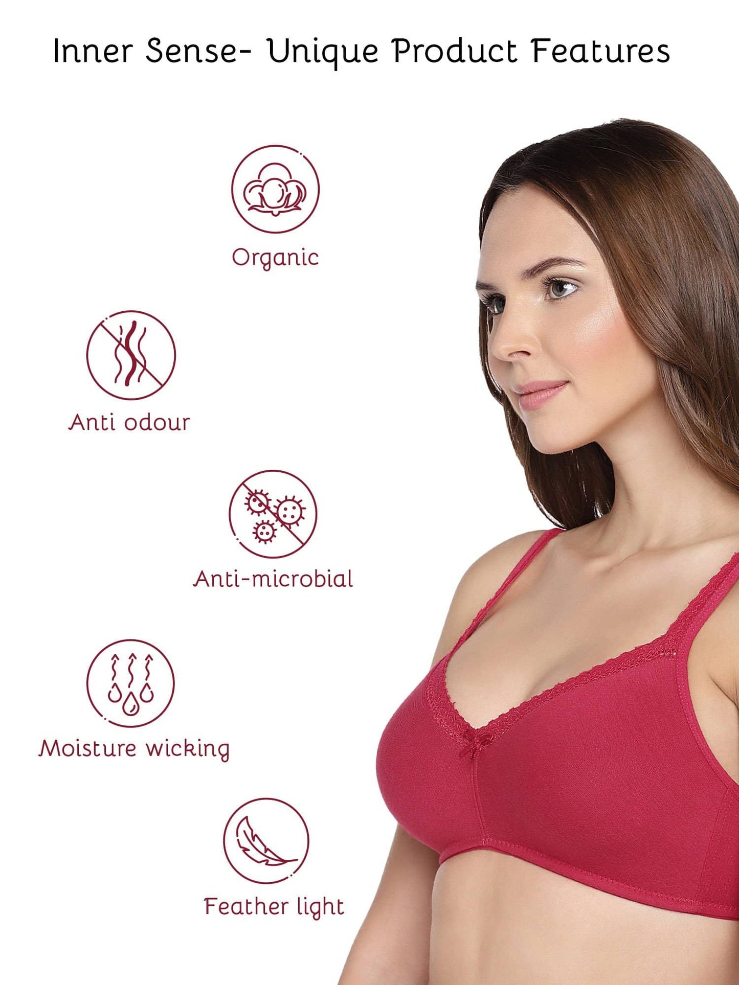 Organic Cotton Antimicrobial Soft Laced Bra (Pack of 3)-ISB017-Peach_Peach_Maroon-