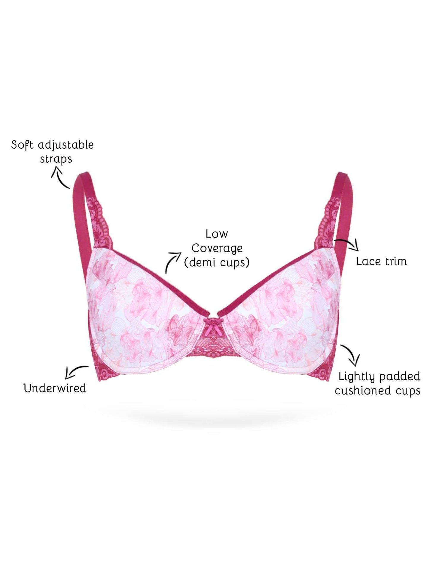 Organic Cotton Antimicrobial Underwired Lightly Padded Lace Bra(Pack of 2)-ISB018B_18B-