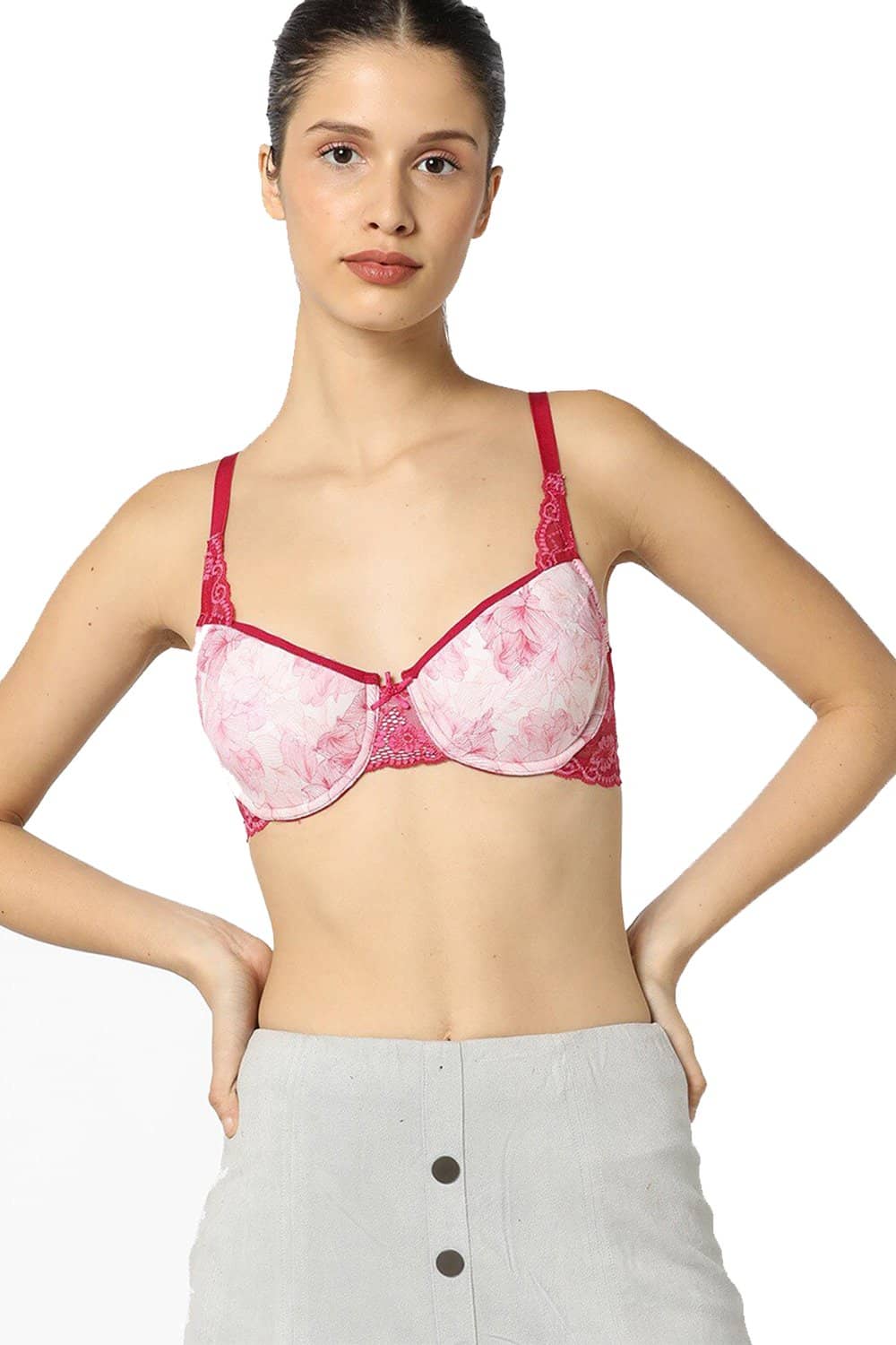Organic Cotton Antimicrobial Underwired Lightly Padded Lace Bra(Pack of 3)-ISB018B_18B_18B-