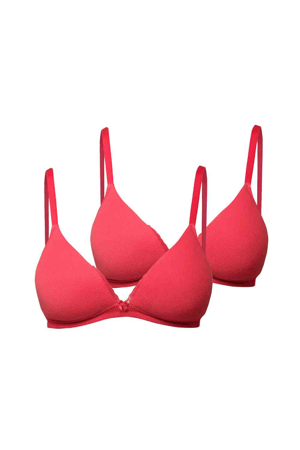 Pack of 3 Pink Bras Cotton Bra With Lycra Straps for Women