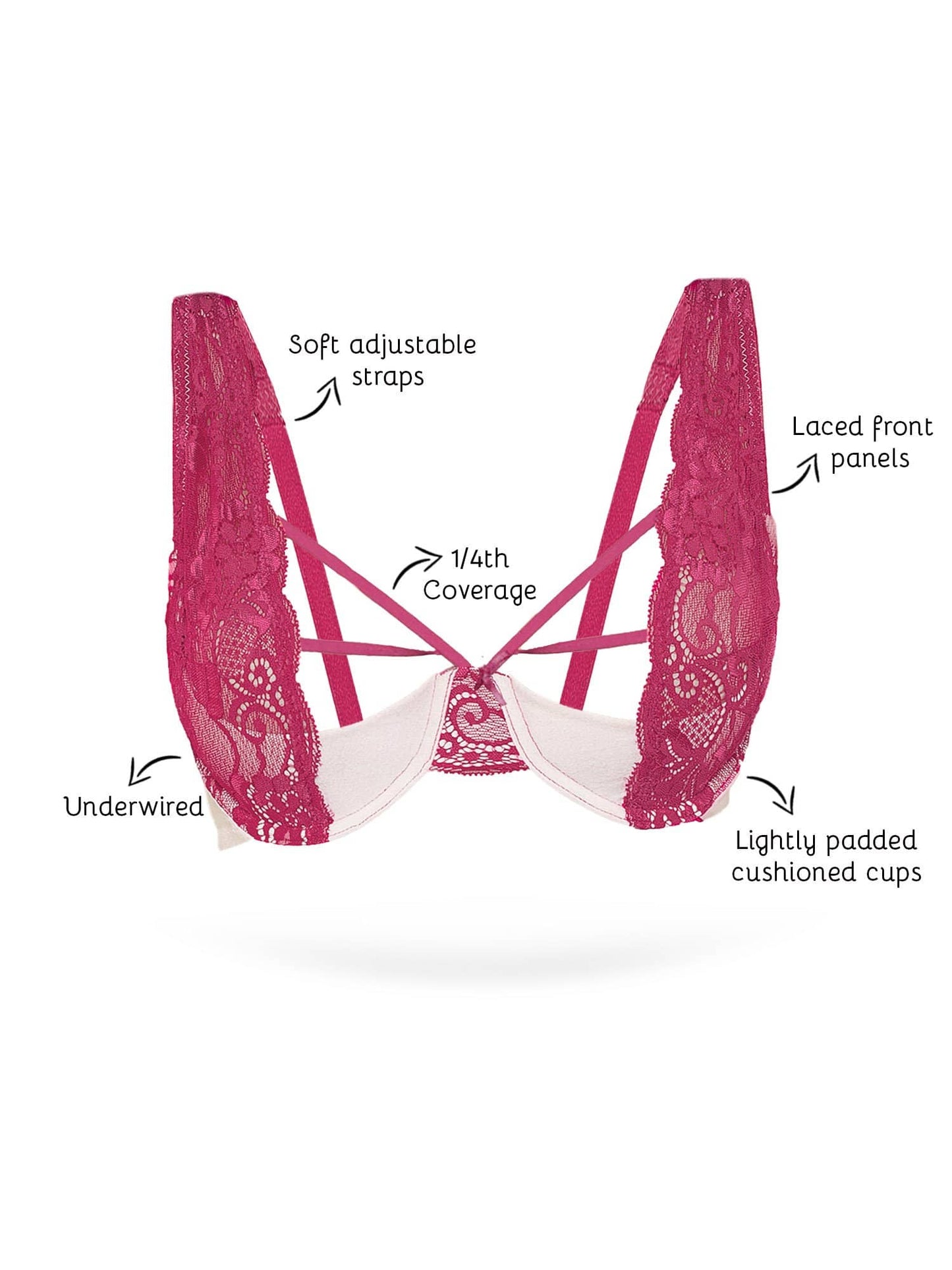 Organic Cotton Antimicrobial Front laced Lightly Padded Wired Bra(Pack of 3)-ISB050_50_50-