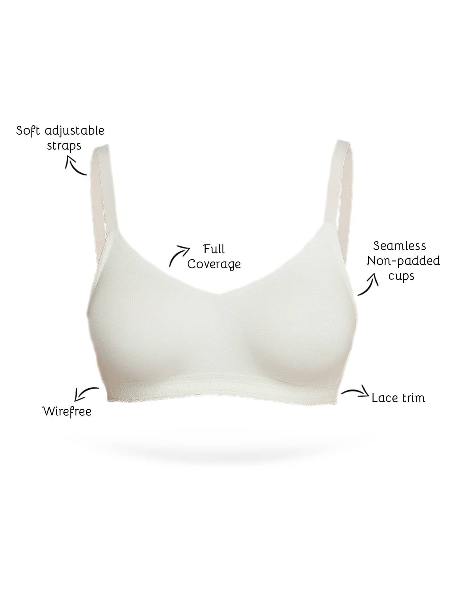 Organic Seamless Laced Bra-ISB054-Milky White-