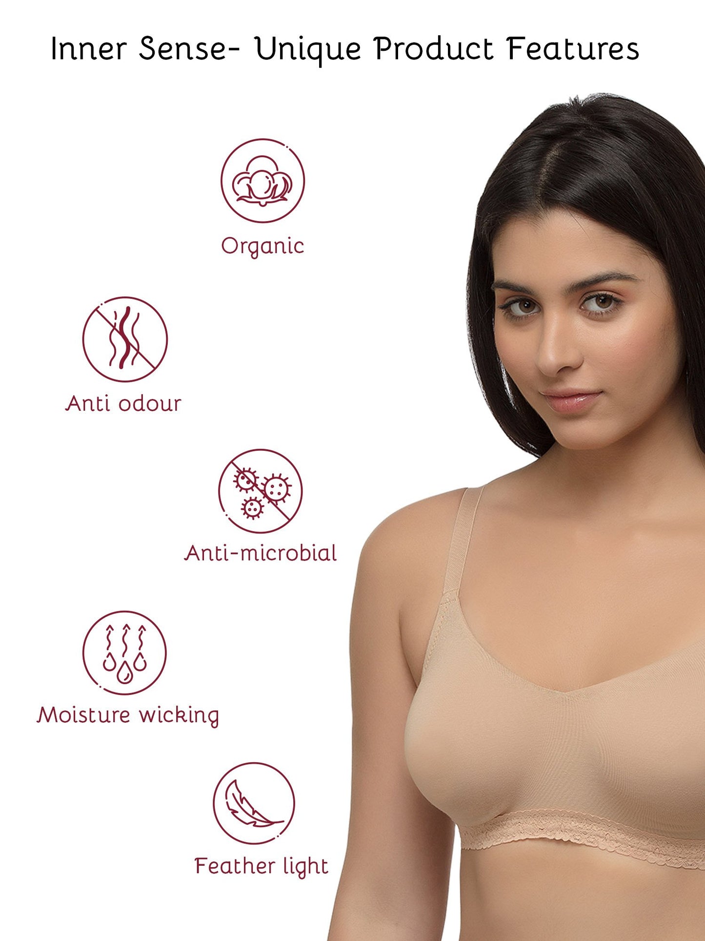 Organic Seamless Laced Bra (Pack of 3)-ISB054-Black_Black_Skin-