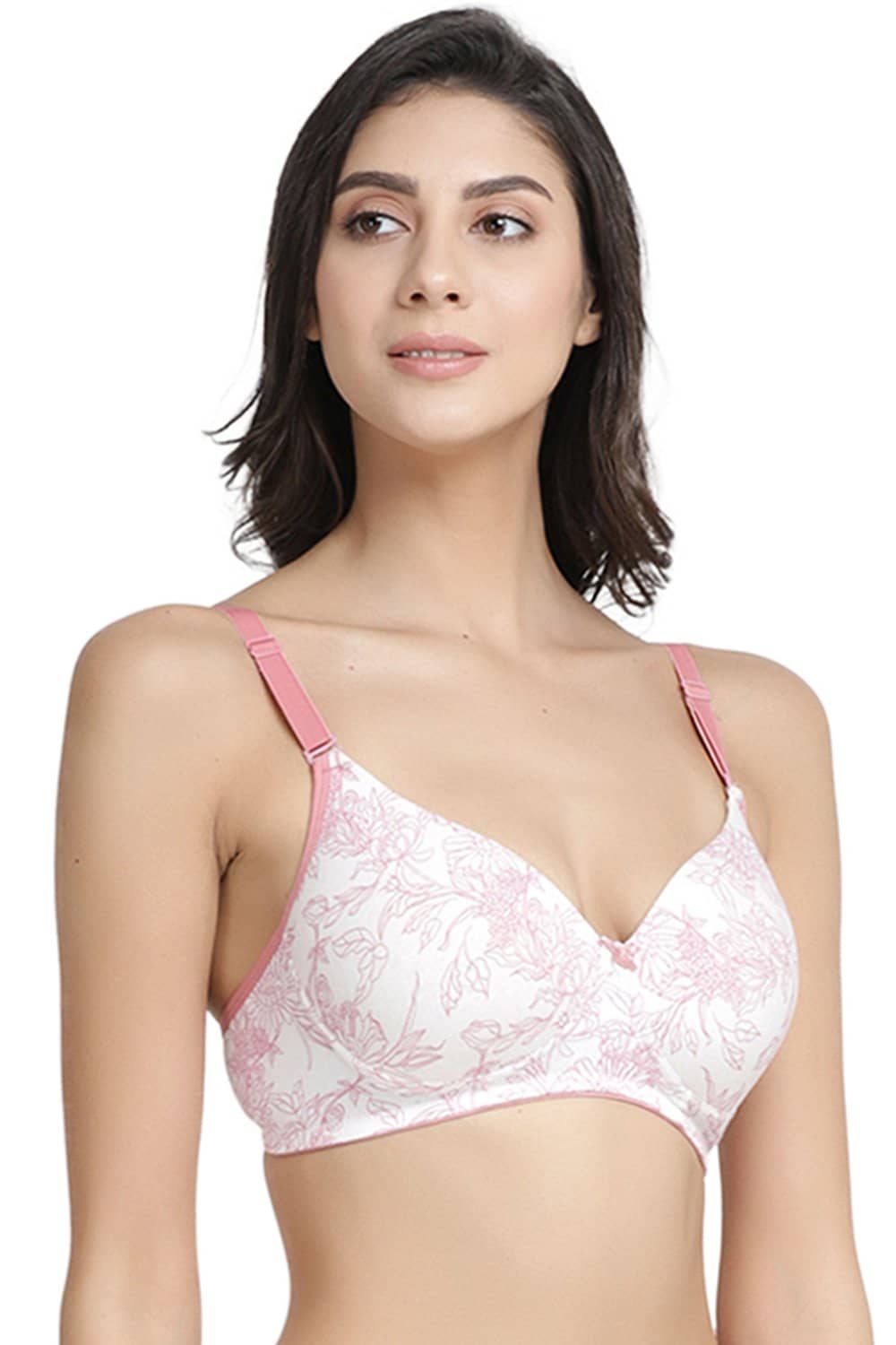 Organic Cotton Antimicrobial Wire-Free Padded Bra-ISB068-Coral Pink-