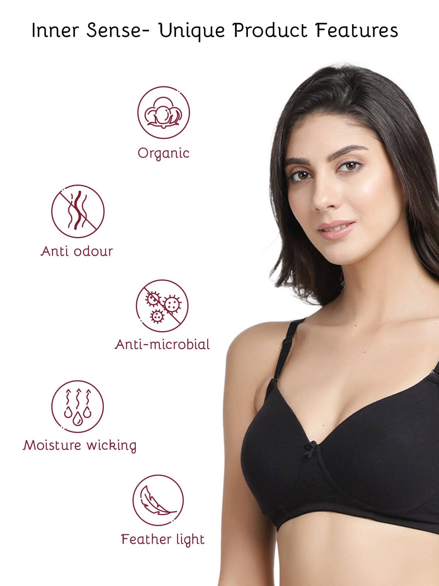 Organic Cotton  Antimicrobial Wire-free Padded Bra (Pack of 2)-ISB068-Black_M.White-