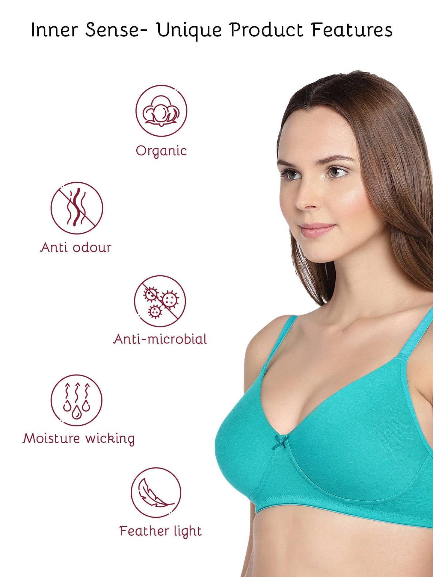 Organic Cotton Antimicrobial Seamless Everyday Bra-ISB084-Peacock Green-