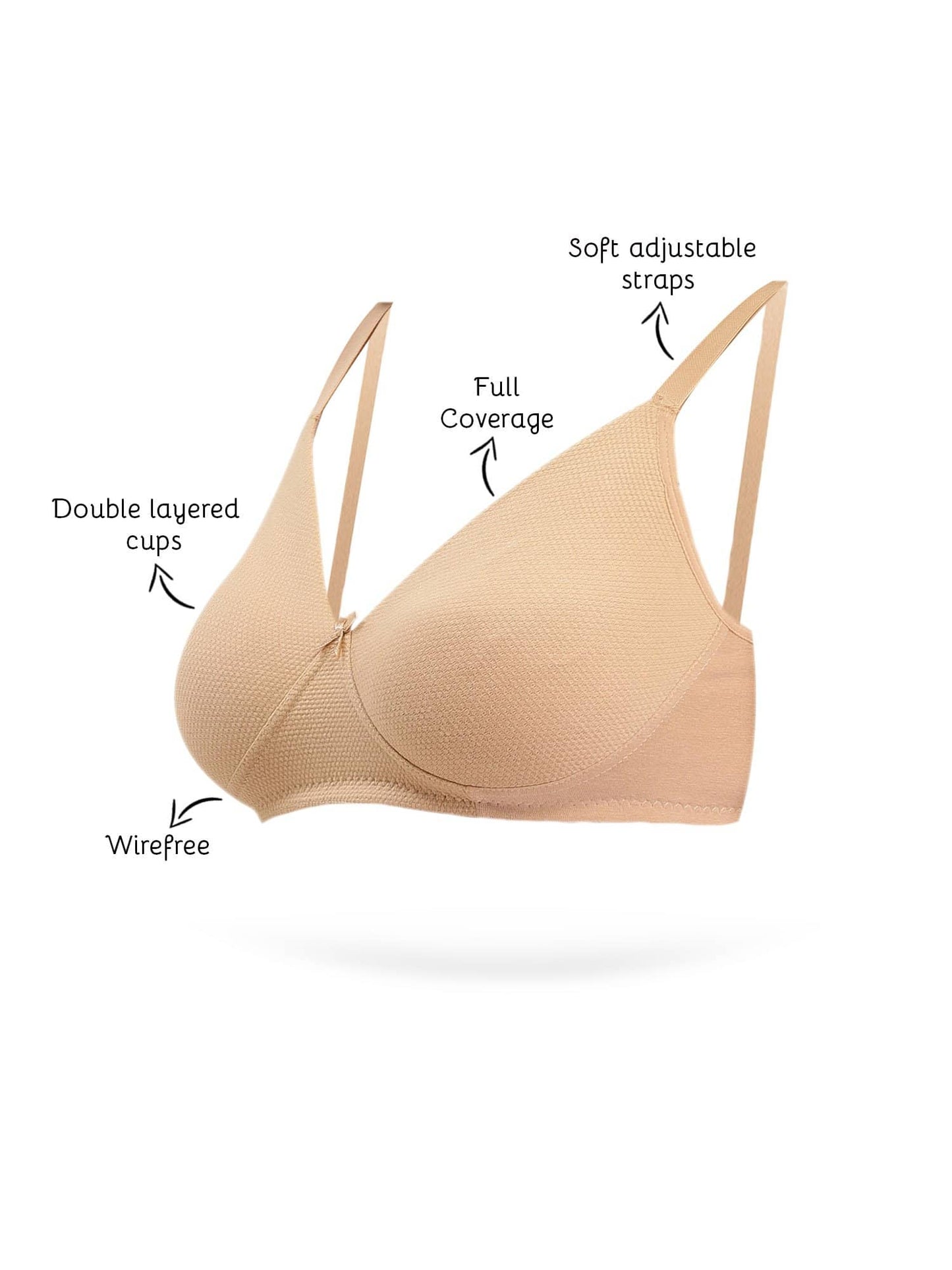 Organic Cotton Antimicrobial Seamless Everyday Bra-ISB084-Skin Popcorn-