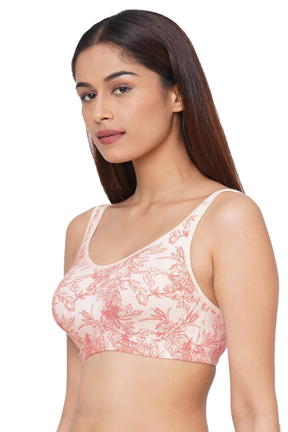 Organic Cotton Antimicrobial Soft Cup Full Coverage Bra-ISB097-Carrot Print-
