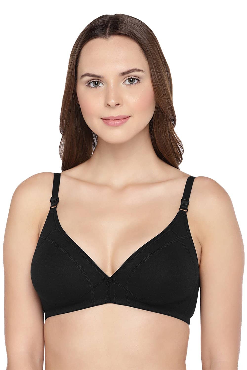 Organic Cotton Antimicrobial Seamless Triangular Bra with Supportive  Stitch-ISB099-Black