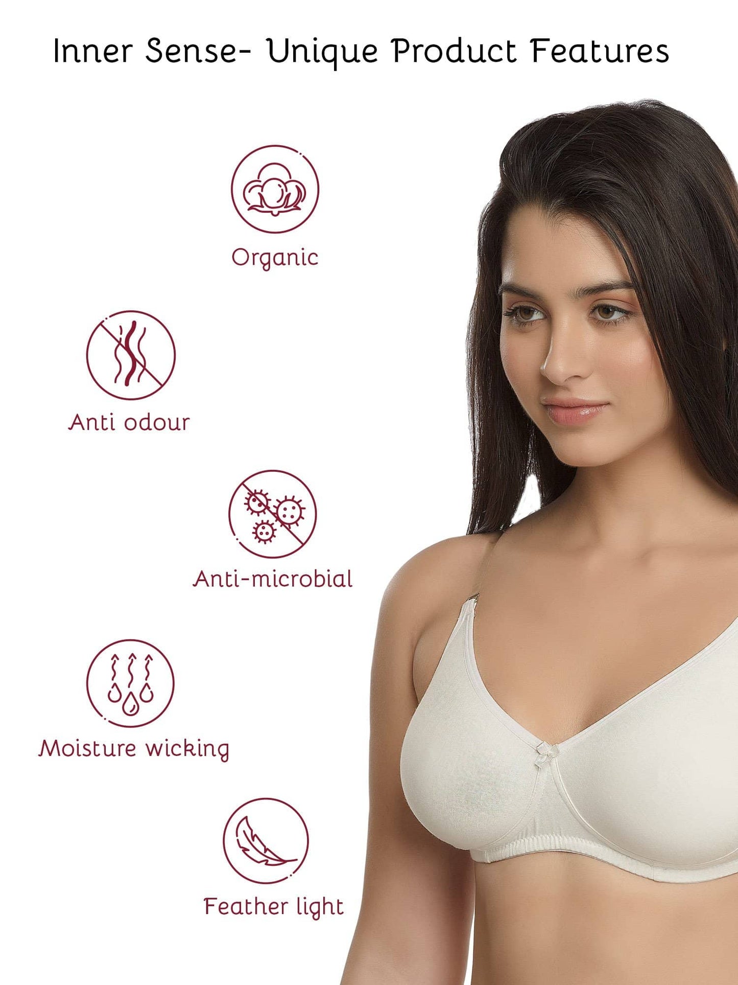 Organic Cotton Antimicrobial Backless Non-Padded Seamless Bra-ISB100-Milky White-