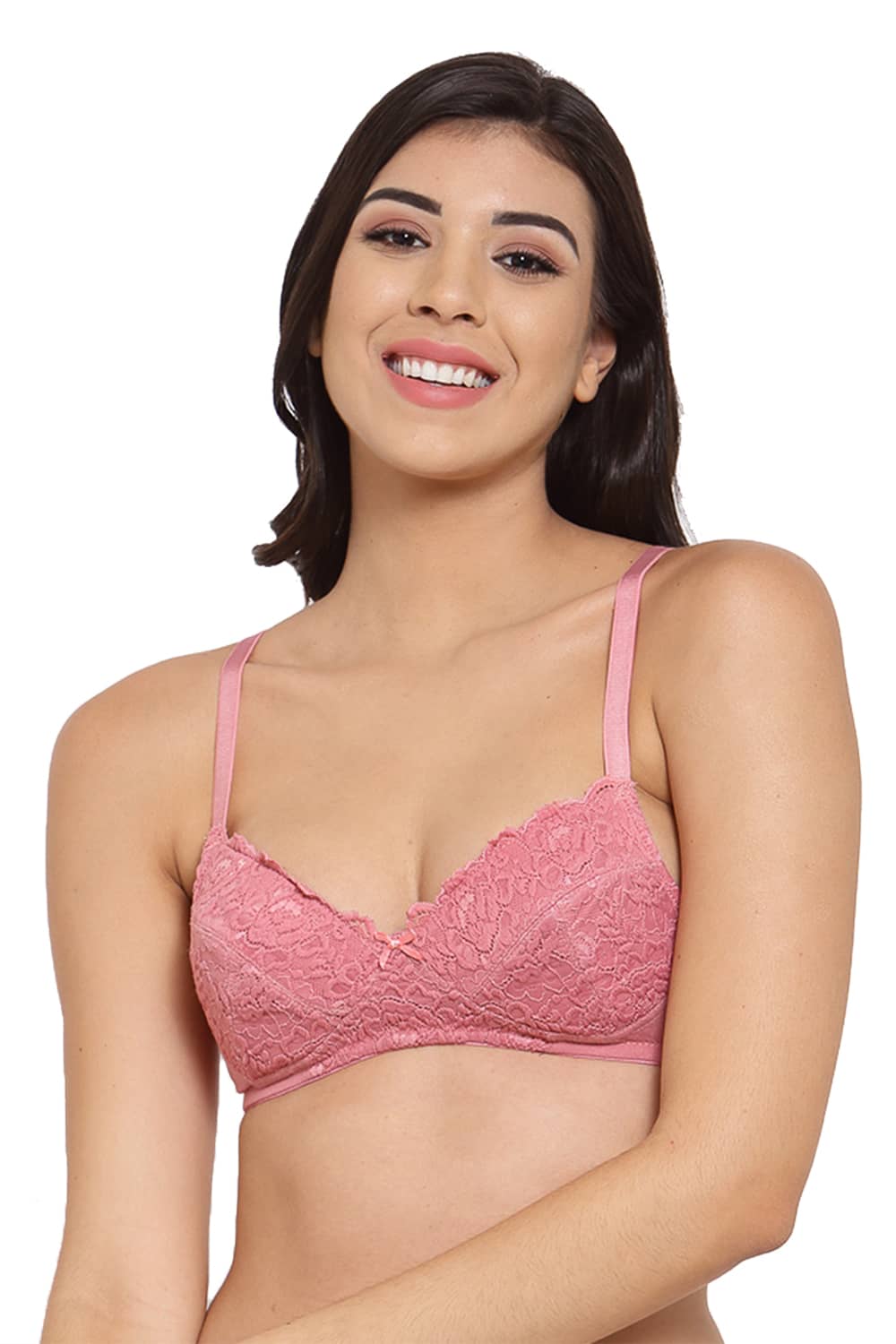 Organic Cotton Antimicrobial Laced Cushioned Padded Bra-ISB106-Mauve-