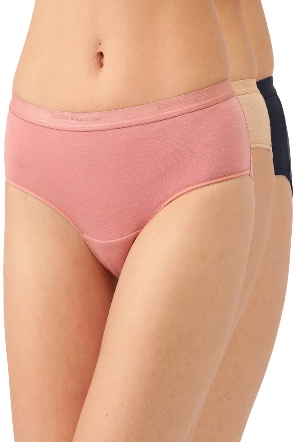 Organic Cotton Antimicrobial High waist Hipster (Pack Of 3)-ISP002-Mauve_Navy_Skin-
