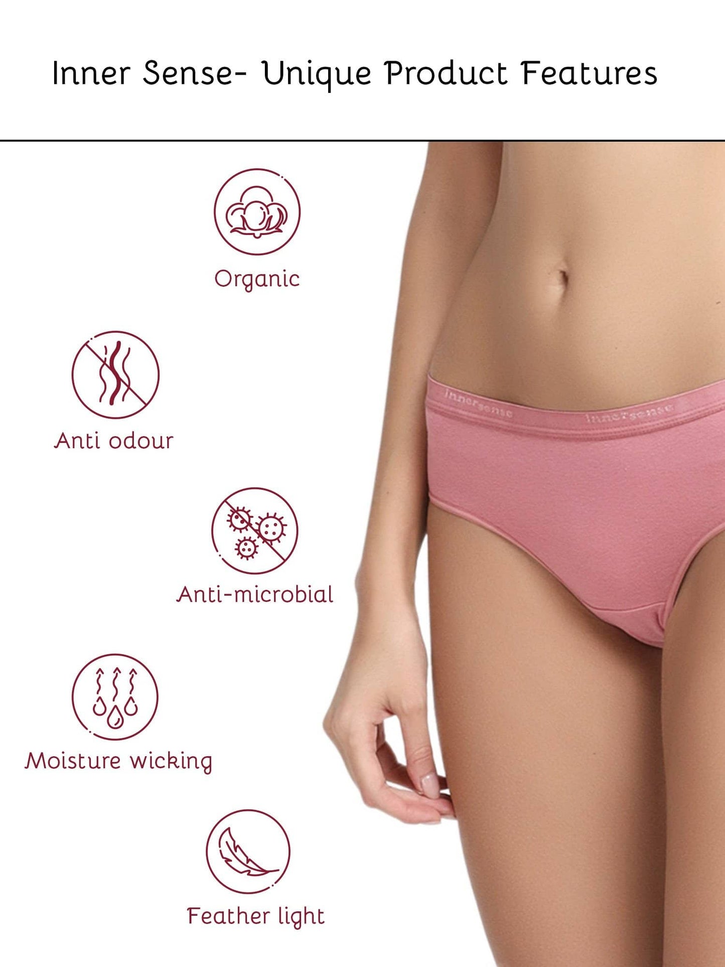 Organic Cotton Antimicrobial High waist Hipster (Pack Of 2)-ISP002-Mauve_Navy-
